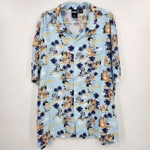 Bluey Mens Hawaiian Print Button Front Shirt Mens Size 3XL Short Sleeve Rayon